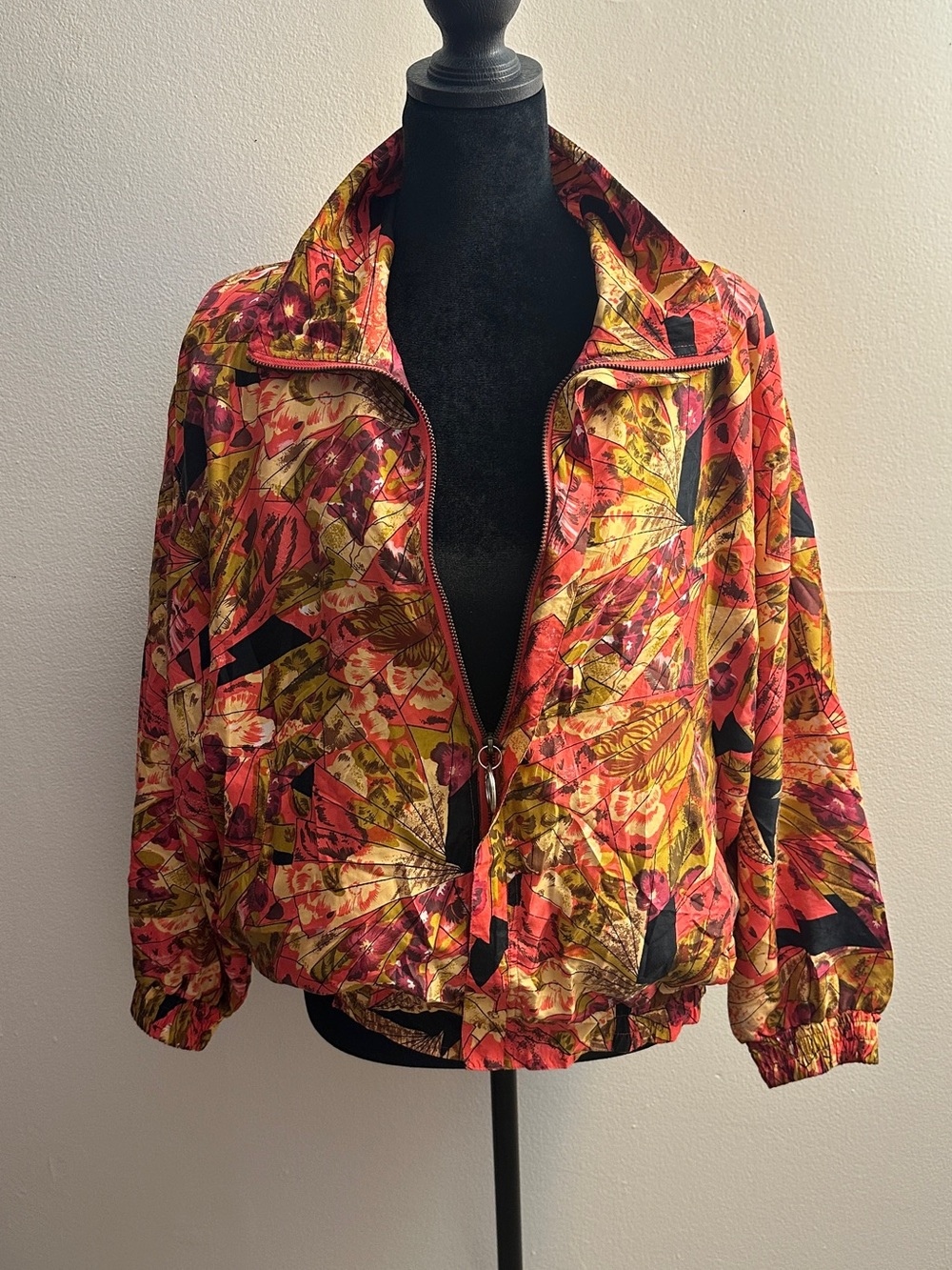 Fuda International 1980s vintage silk windbreaker jacket